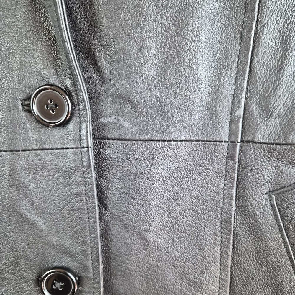Serge Platini Blazer Jacket Small Black Genuine Leather 2 Buttons Sport‎ Coat - Picture 15 of 16